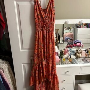Orange Paisley Maxi Dress